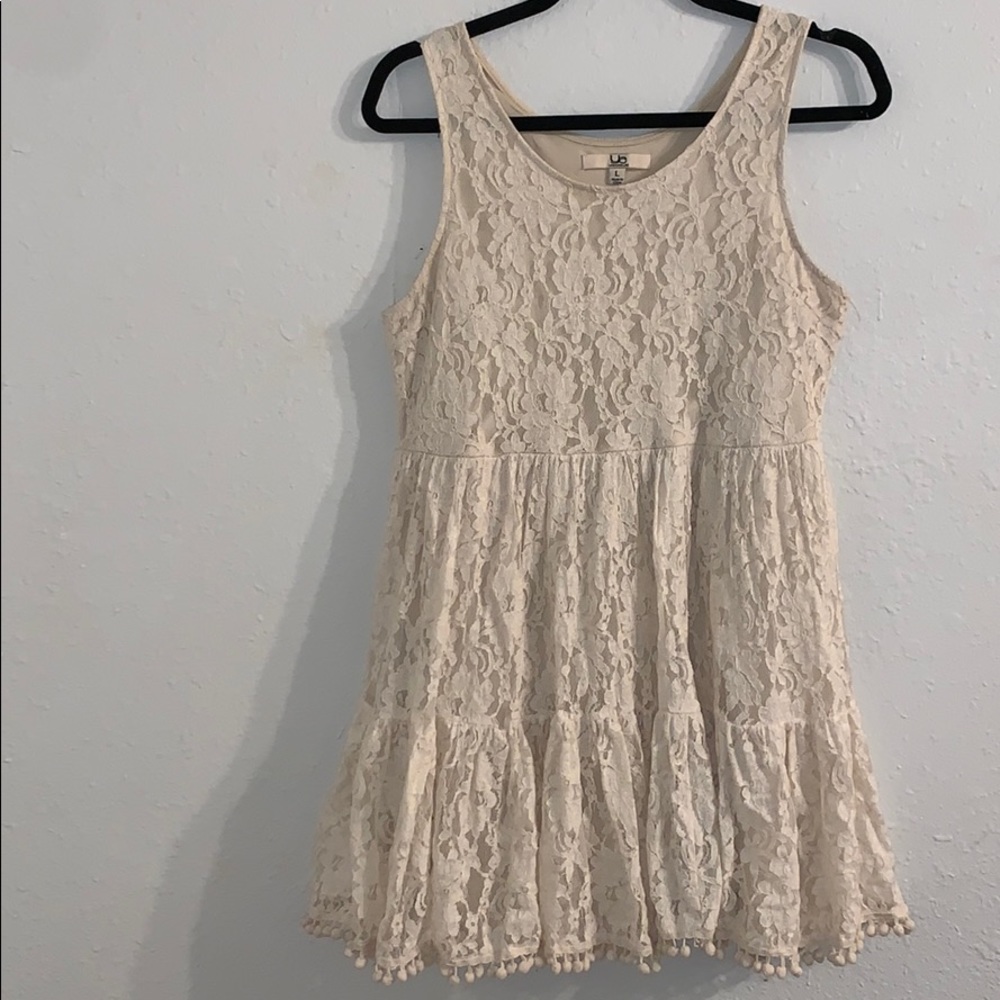 YA - Cream Lace Strapless Dress - Size L